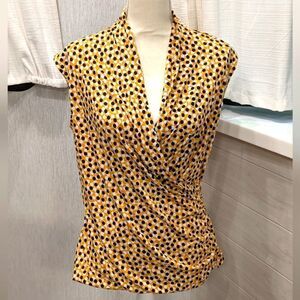 Chaus NY Geo Print Sleeveless Surplice Blouse with Ruched Sides